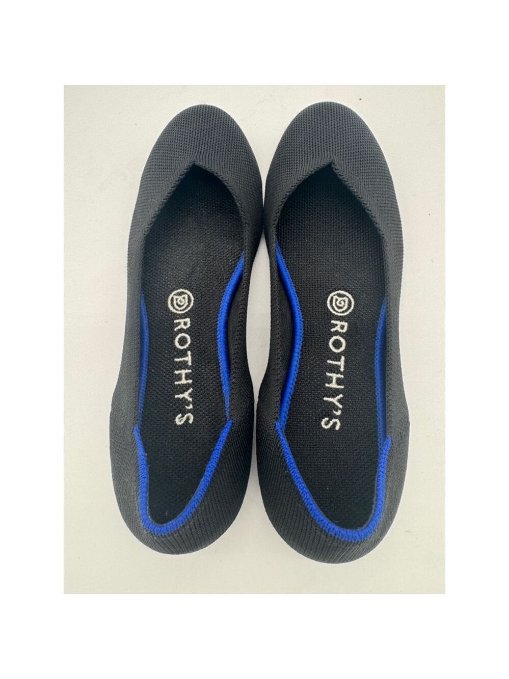 Rothy's Ballet Flats Size 8 Black with Blue Trim